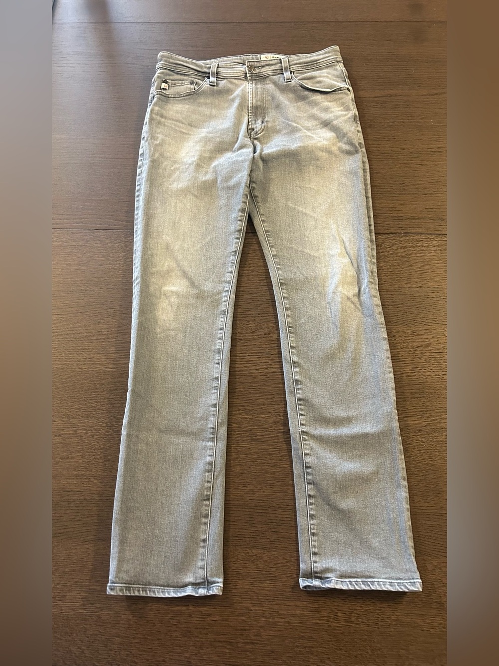 AG Adriano Goldschmied Men Light Gray Slim Straight Jeans Cotton Stretch 32x32